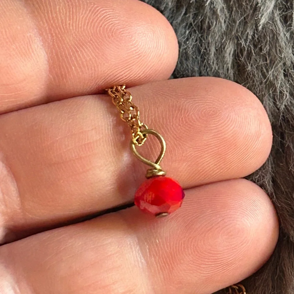 Handcrafted faceted genuine ruby pendant on chain necklace